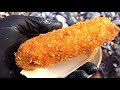 さけるチーズを揚げると想像以上にとろけるか試してみた。Hotdog dengan keju goreng