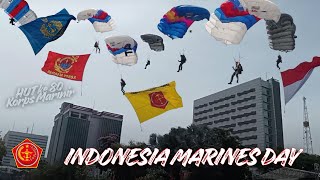  Atraksi Terjun Payung  Puncak Peringantan Hari Jadi Ke 80 Korps Marinir Di Grahadi Surabaya 