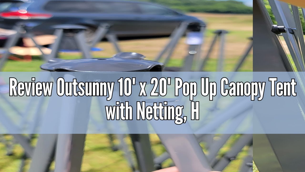Review Outsunny 10' x 20' Pop Up Canopy Tent with Netting, Heavy Duty Large Party Tent, Instant Sun