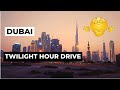 Twilight hour drive to dubai design district synthwave music