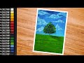 Oil Pastel Easy Drawing for Beginners / Beautiful Nature / Oil Pastel Landscape Scenery Drawing