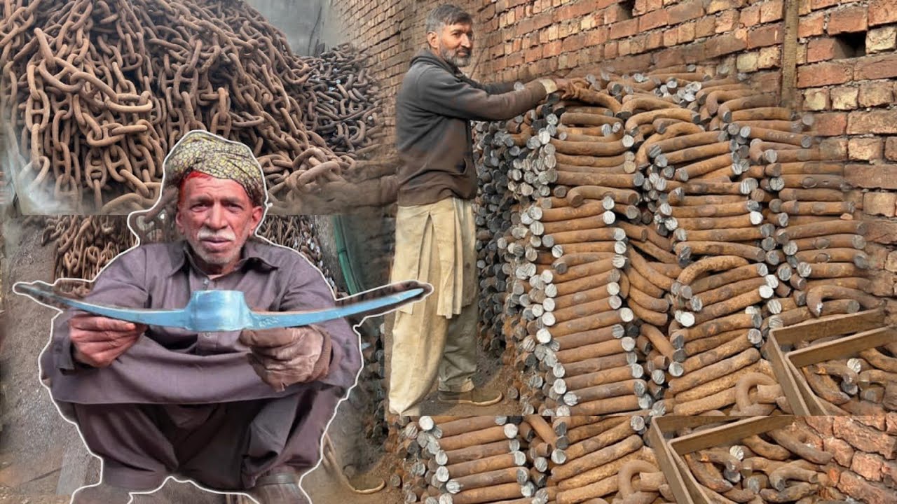 Amazing Process Of Pickaxes Through Anchor Chains | Old Man Making Pickaxes With Great Hardship