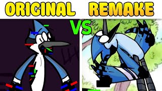 PIBBY Mordecai (Gamers) ORIGINAL VS REMAKE (Come and Learn with Pibby FNF MOD HARD)