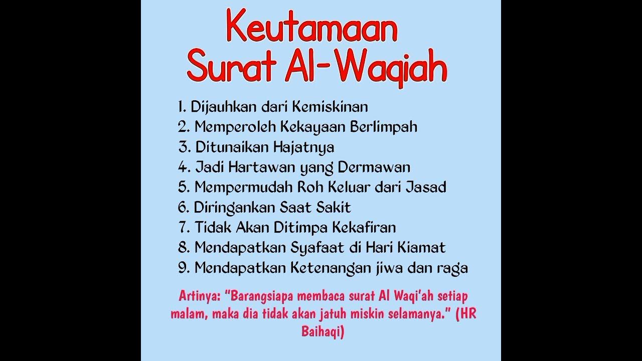 Keutamaan membaca surat Al-Waqiah #shorts #Al-Waqiah