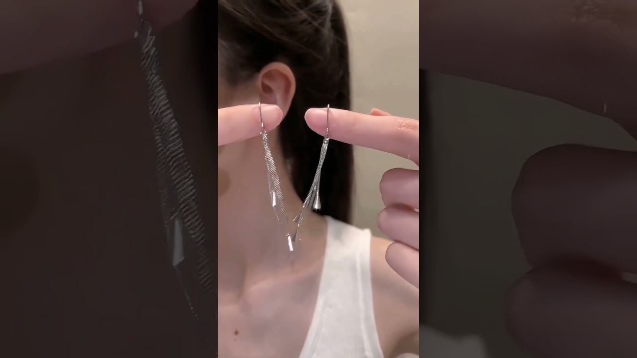 ✨"Elegant Silver Diamond Earrings  | Stylish Chain Type Ear Jewellery | ✨Trending Fashion 