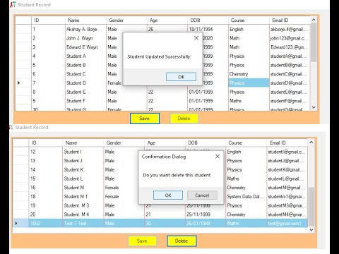 Student Enrolment Windows Application - Part 6 | Updating and Deleting records from the datagridview