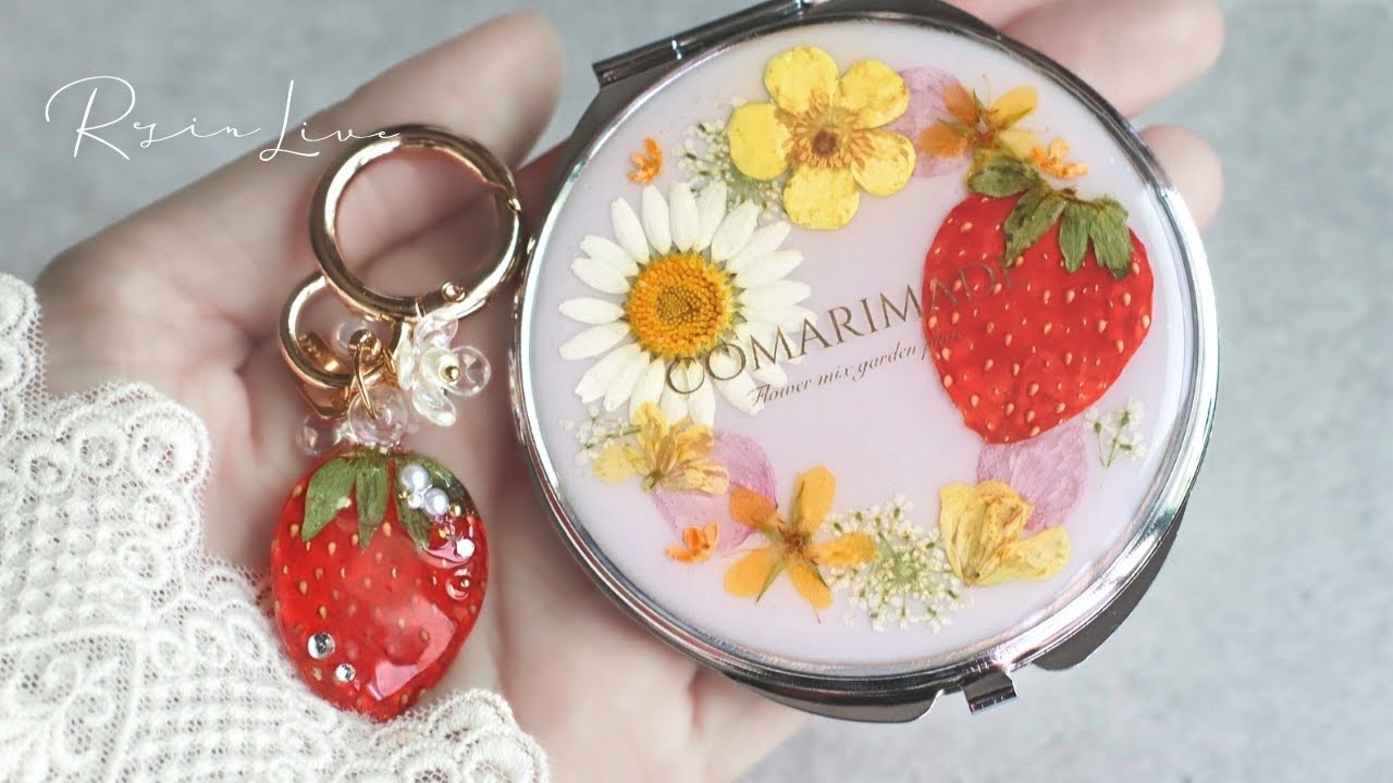 レジン　ハンドメイド　762 Resin art Stream 414【Real Strawberry item】 - YouTube