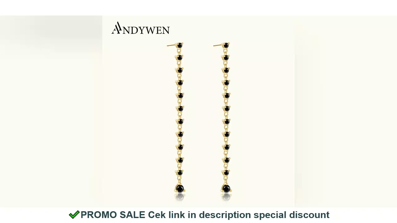 ANDYWEN 925 Sterling Silver 50mm Line Zircon Chain Drop Earring Long Crustal Round CZ Luxury Women F