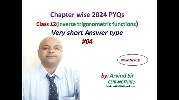 PYQ | Class 12 | 2024 | CBSE | Inverse Trigonometric functions | Assertion Reason type | #05