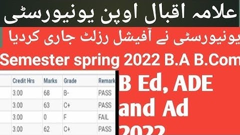 aiou how to check results semester spring 2022||aiou how to check results B.A, B.Com and B.ed, ad||