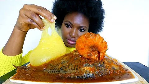 asmr mukbang spicy tilapia fish fish pepper soup with starch fufu