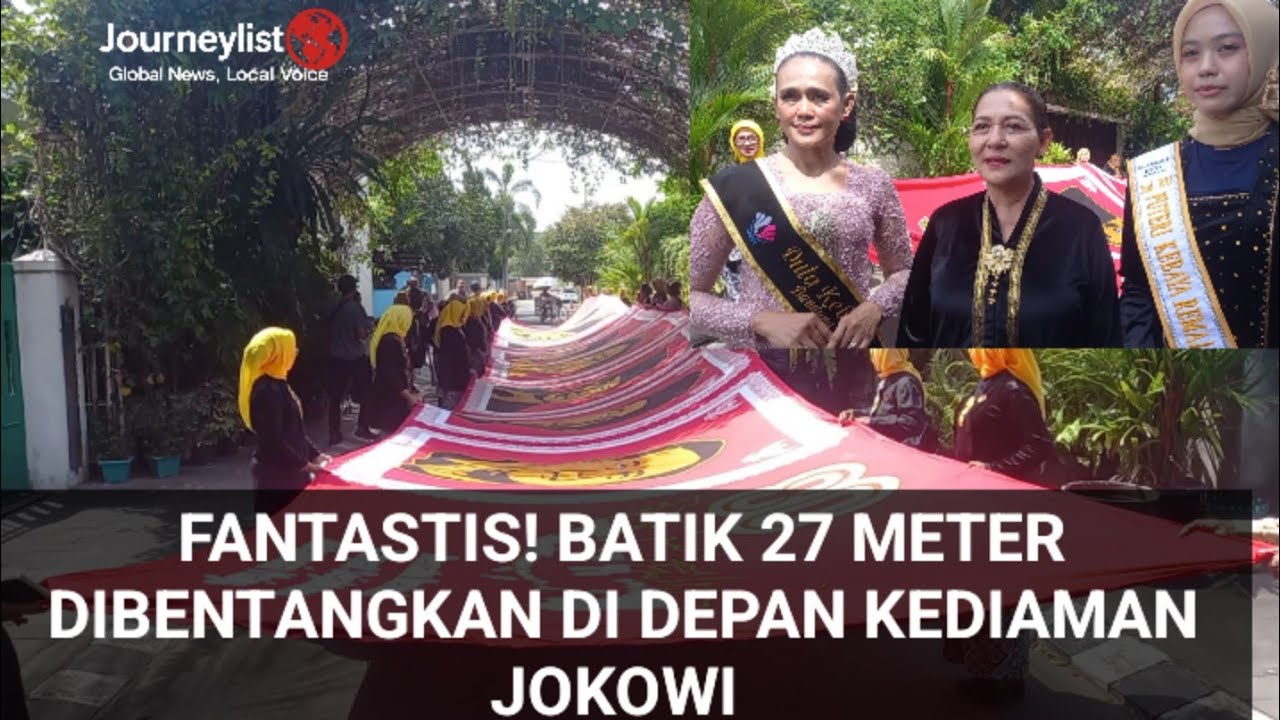 Komunitas Cinta Kebaya Depok Bentangkan Kain Batik 27 Meter Dikediaman Jokowi