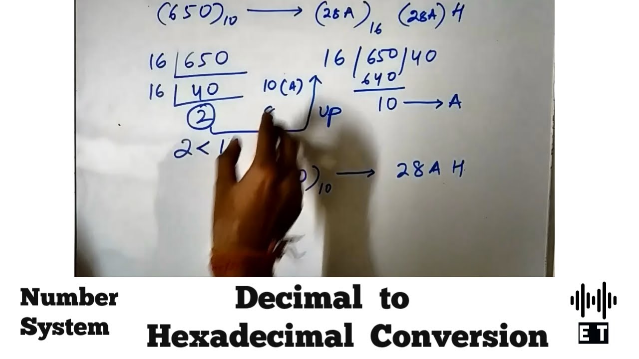 Number System - Decimal to Hexadecimal Conversion - YouTube