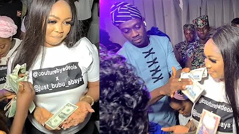 Adedimeji Lateef &other Celebs Sprayed a lot of Dollars, Pounds On Arike Gold At Her Opening party