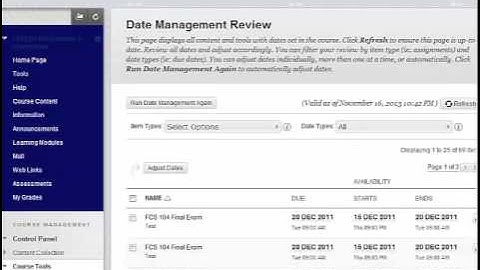 Date Management for QCC in Blackboard