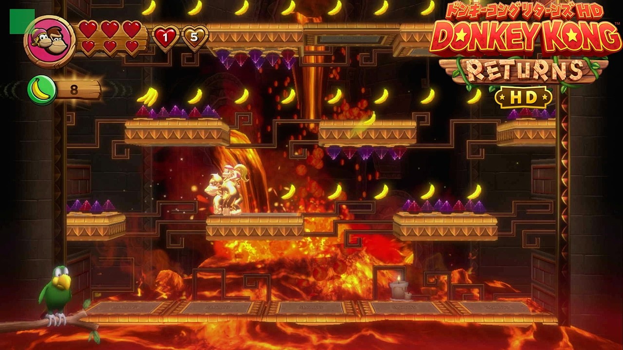 【クリフエリア】6-K クライマーラビリンス  6-B 岩山のぬし サグリー KONGパネル ピースの場所 攻略【ドンキーコング リターンズ HD】