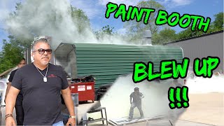 Paint Booth WENT OUT WITH A BANG !!! // FIXING THE C-10 GREEN MACHINES FRAME !!