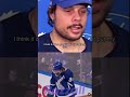 Auston M face smashes crossbar funny reply Nov 2025