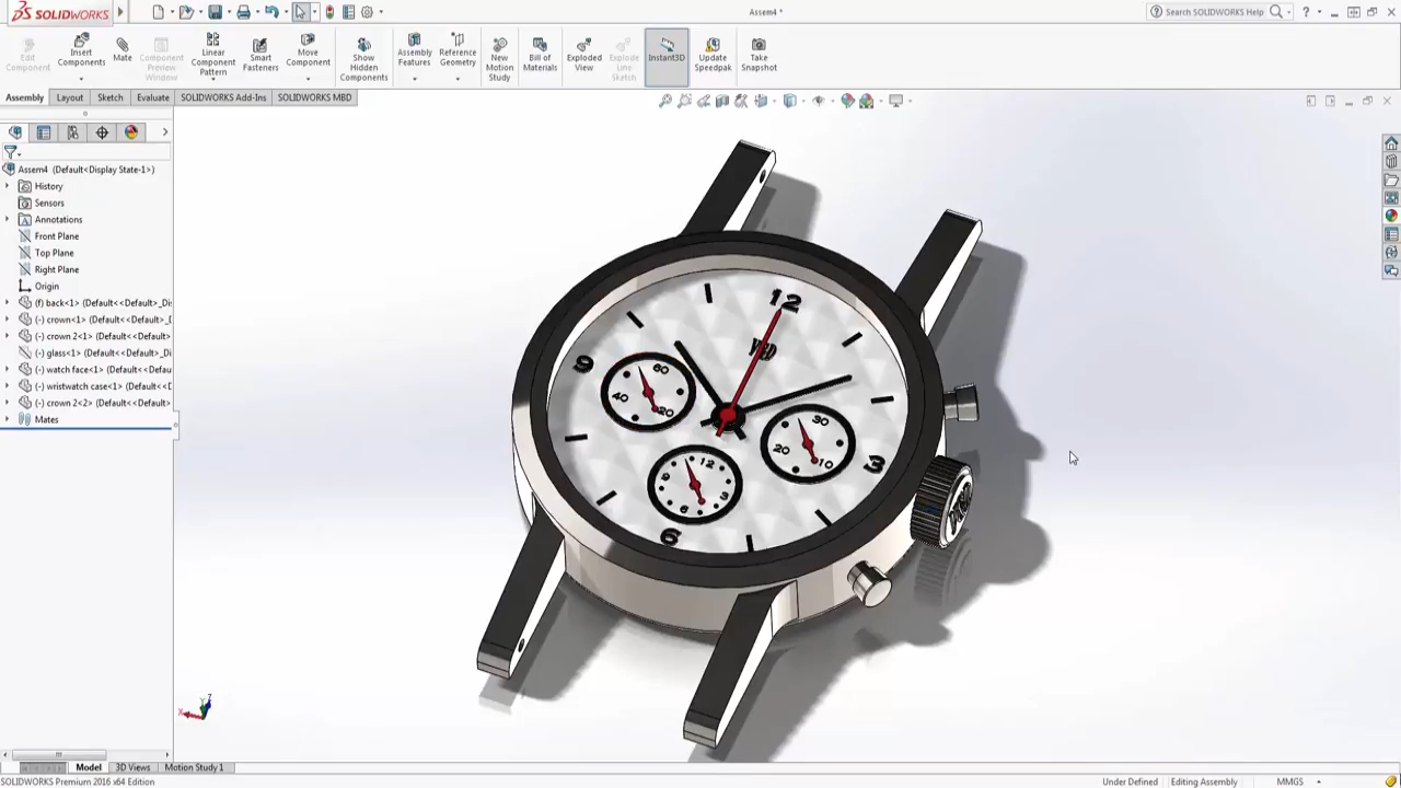 SOLIDOWORKS TUTORIAL Watch assembly YouTube