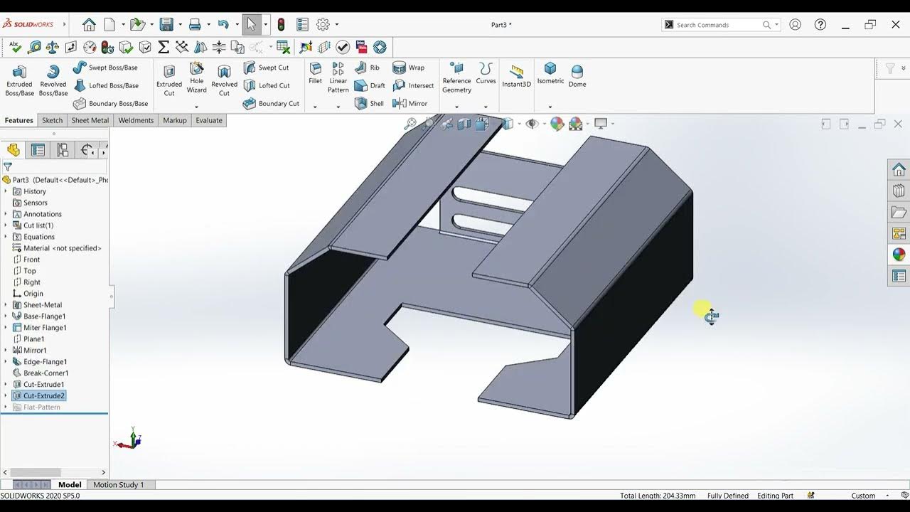Solidwork sheet metal How to use Miter flange command YouTube