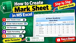 How to Create Mark Sheet in MS Excel | Complete Marksheet with Formula | Step by Step