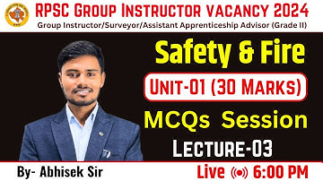 Rpsc group instructor Safety (Unit-1) || Lec-03 MCQs Session || #rpsc_group_instructor_classes