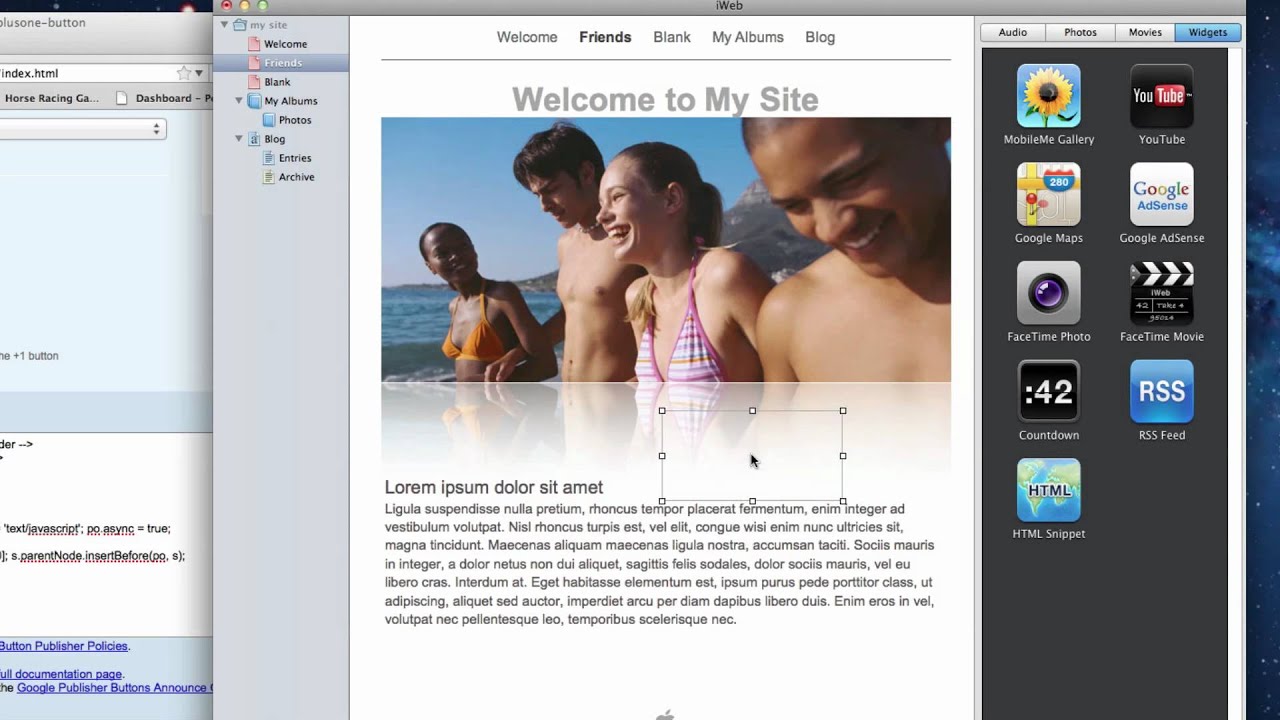 Adding Google Plus One Button To An iWeb Website - YouTube
