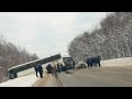 ЖЕСТЬ ТРАССА М5 УРАЛЬСКИЕ ГОРЫ. ДТП АВТОБУС. ПРОБКА 50 КМ. СНЕГ МЕТЕЛЬ. ПЕРВЫЙ РЕЙС В 2022 ГОДУ