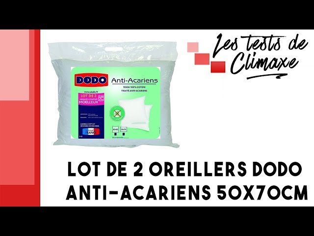 Test d'un lot de 2 oreillers anti-acariens DODO en 50x70cm 