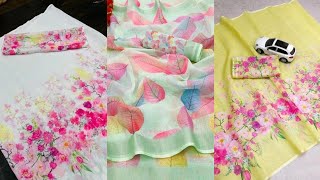 New Floral Printed Linen Sarees | Free Shipping & COD Available | Whatsapp: 9500255044?