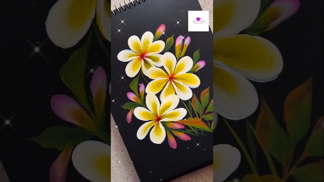 Beautiful Yellow Flowers onestroke painting 