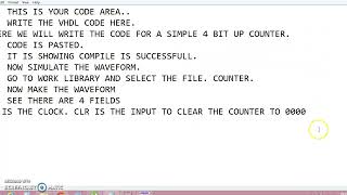 Tutorial of a VHDL 4 BIT UP COUNTER COMPILE and SIMULATE WAVEFORM using ALTERA MODELSIM