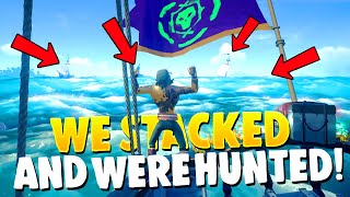 We STACKED ATHENA LOOT & WERE HUNTED BY 4 SHIPS!!(Sea of Thieves)