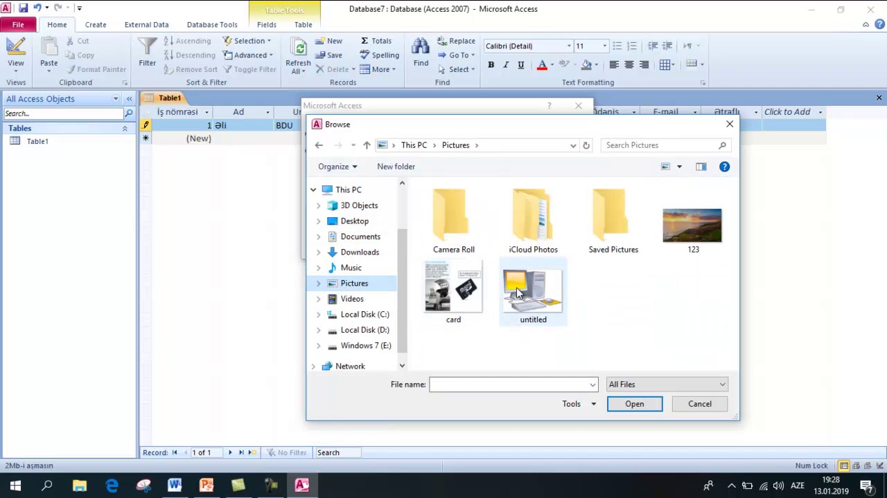 Dərs 34. Access 2010-da cədvəl, sorğu, forma və hesabatlarla iş