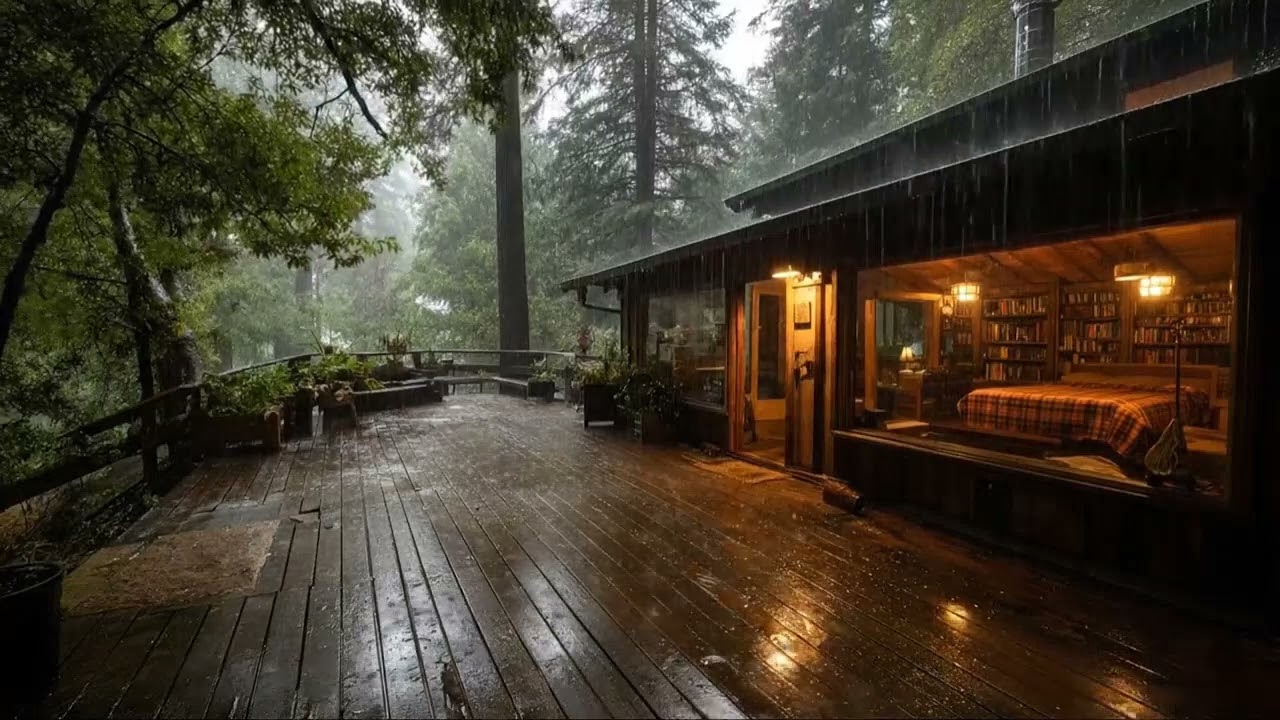 Cozy Cabin Rain Sounds 🌧️ Peaceful Evening Ambience to Unwind and Feel Safe