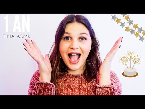 ASMR FRANÇAIS│Blabla pour les 1 an de ma chaine 🎉 🎊 (chuchotement très doux + balle anti stress)