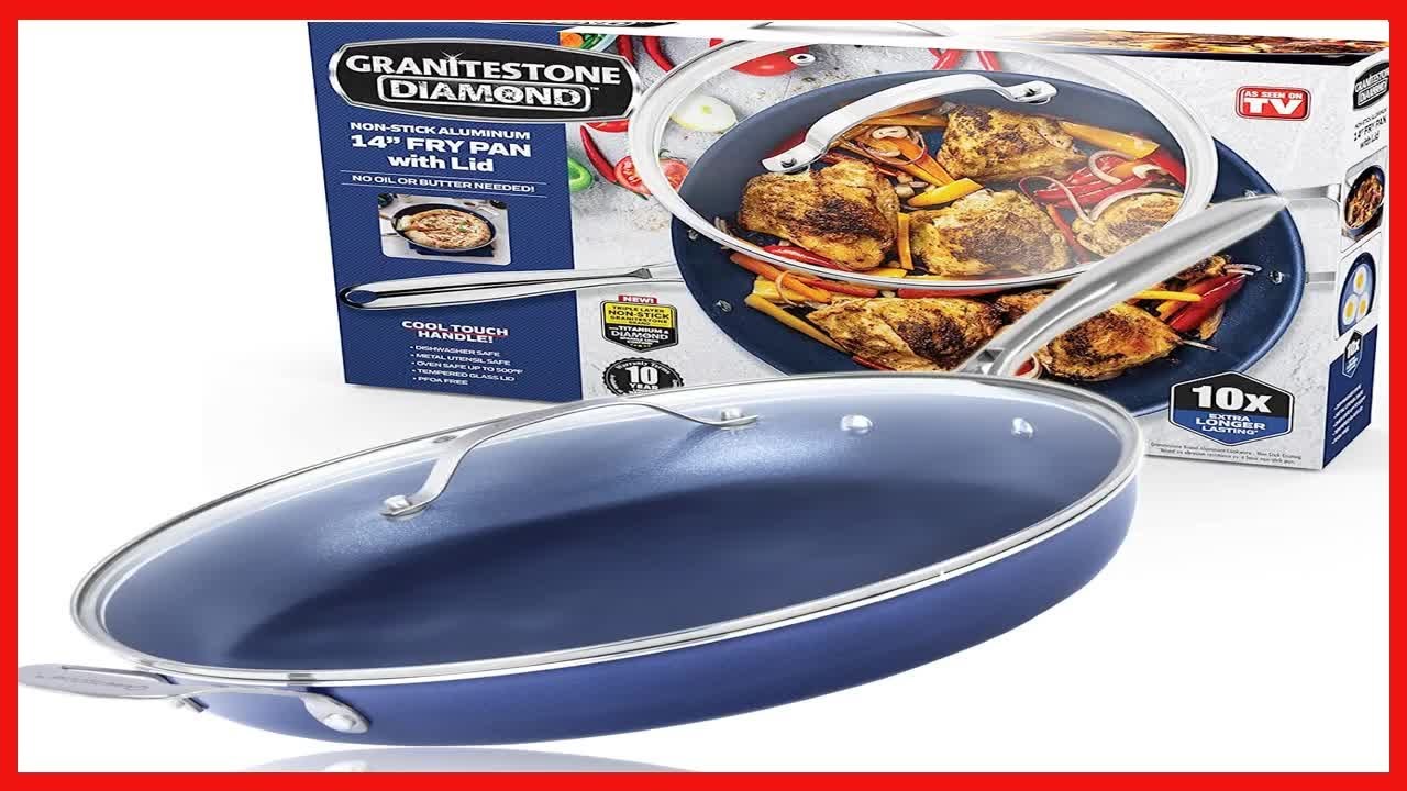 Granitestone 14'' Nonstick Frying Pan, Family Sized Open Skillet