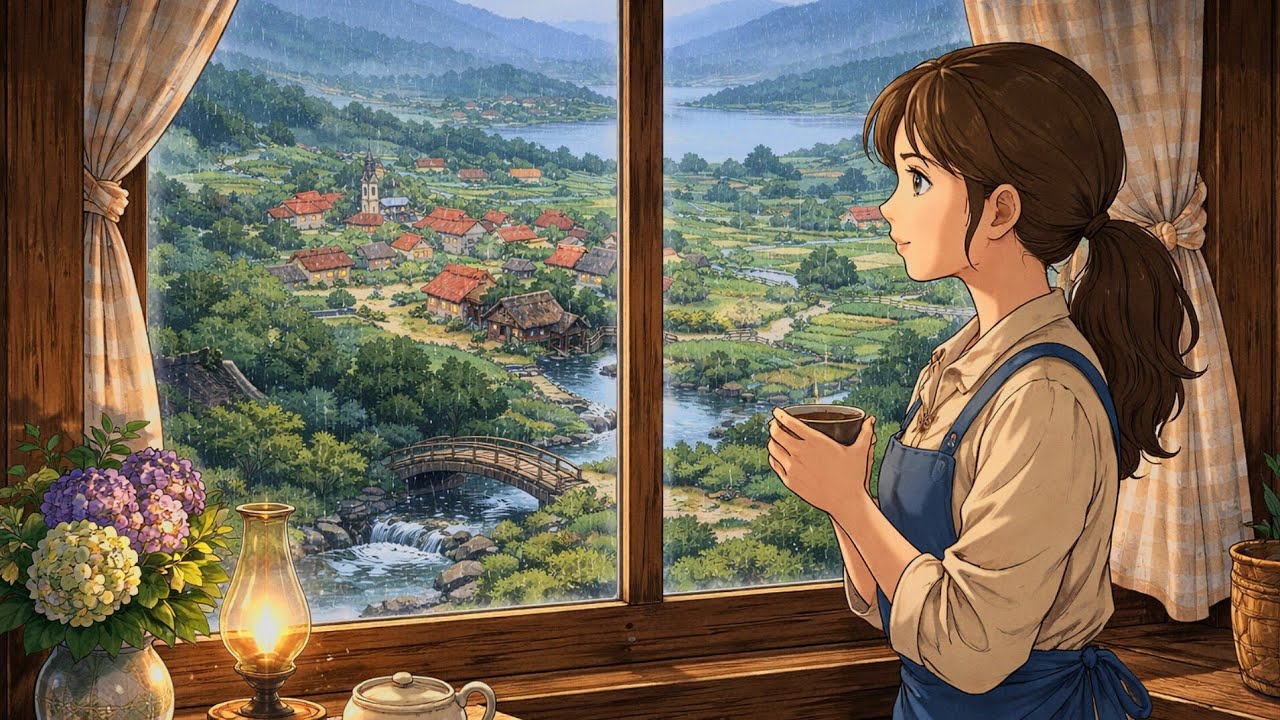 Village life🏕 | rainy day⛈️ | 90's childhood | ghibli animation ASMR |  