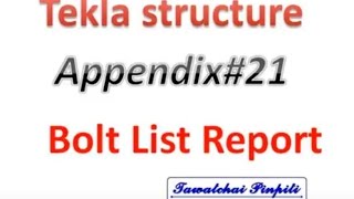 tekla appendix 21 Bolt List Report.mov