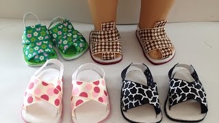 How to make shoes for 18-inch doll, DIY shoes for American Girl Doll. In this tutorial I am making two types of AG doll sandals, using 