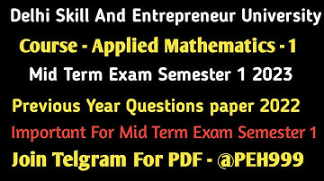 Dseu applied mathematics 1 2023 | dseu Mid Term Exam 2023 | Math delhi polytechnic semester 1 2023