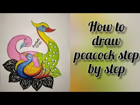 How to draw a peacock step by step,easy peacock drawing for beginners