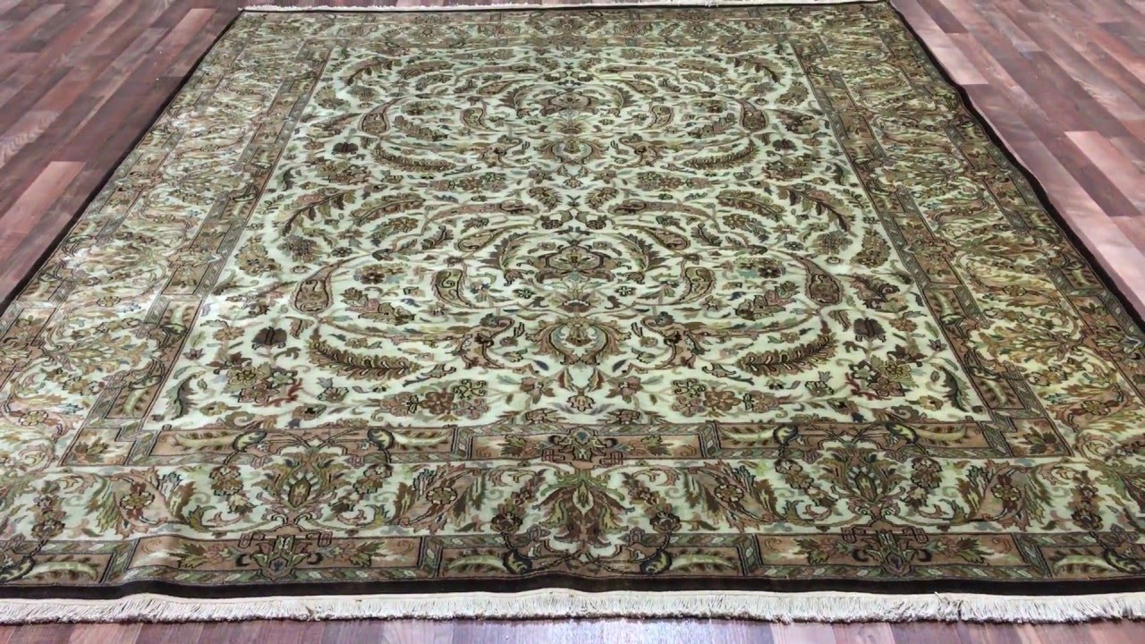 Very Fine Beige, Brown and Green Large Tabriz Oriental Rug 7'9X9'7 - J 267