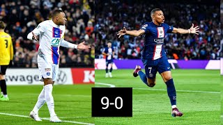 Record ! Kylian Mbappé quintuplé (5) Cassel vs PSG 0-9 Neymar jr & Soler