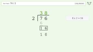 76/2 Long Division — Step-by-Step | Tiger Algebra Solver