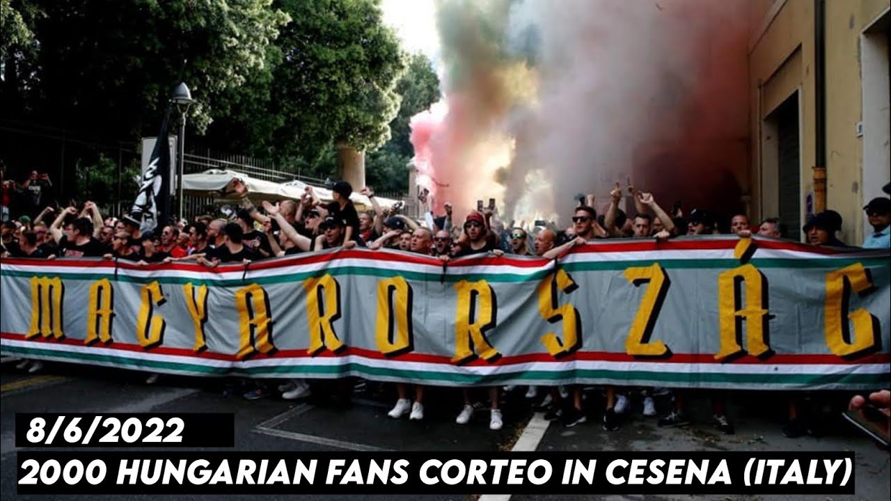 2000 HUNGARIAN FANS CORTEO IN CESENA (ITALY) Uefa Nations league || Italia vs Hongaria 8/6/2022
