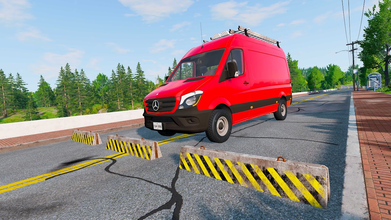 Cars vs Concrete Barrier - BeamNG.Drive - YouTube