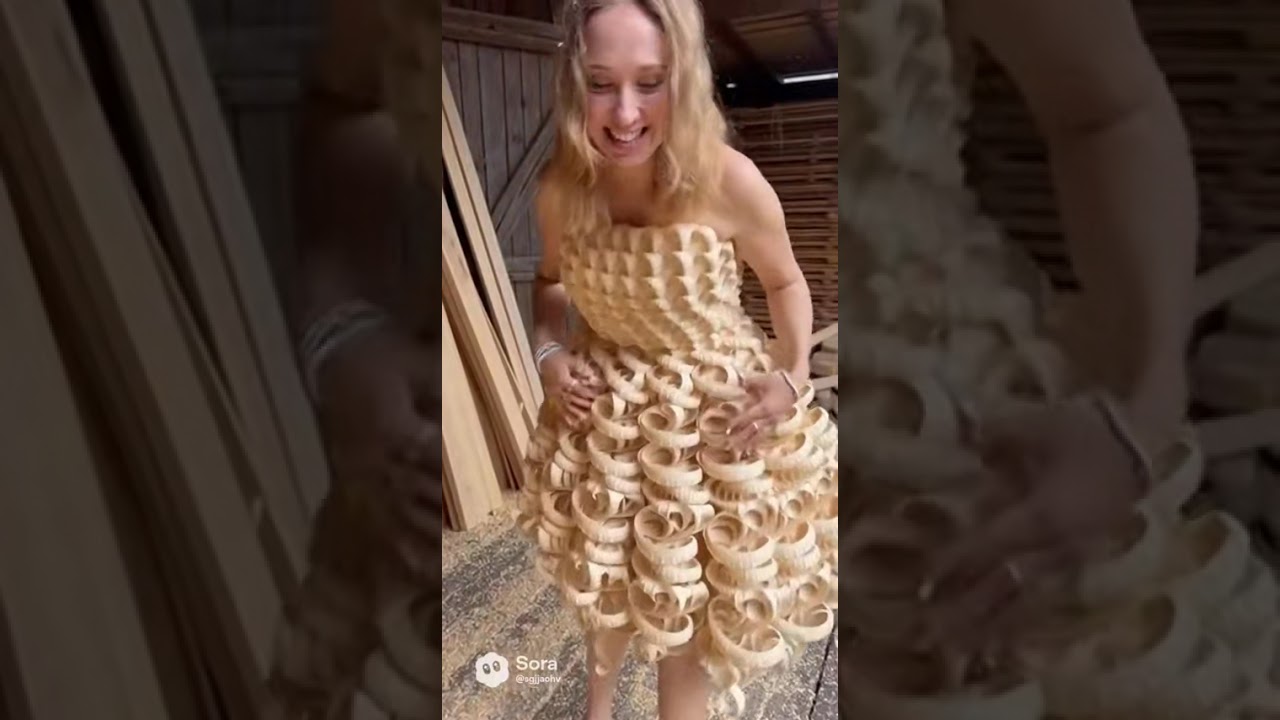 Платье из древесных отходов 