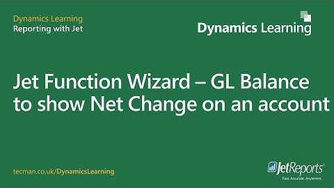 Jet Function Wizard - GL showing Net Change between two dates