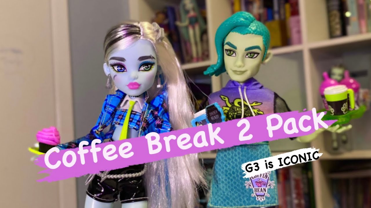 Monster High G3 Dolls! Coffee Break Frankie + Deuce 2Pack! Unboxing+ Review YouTube